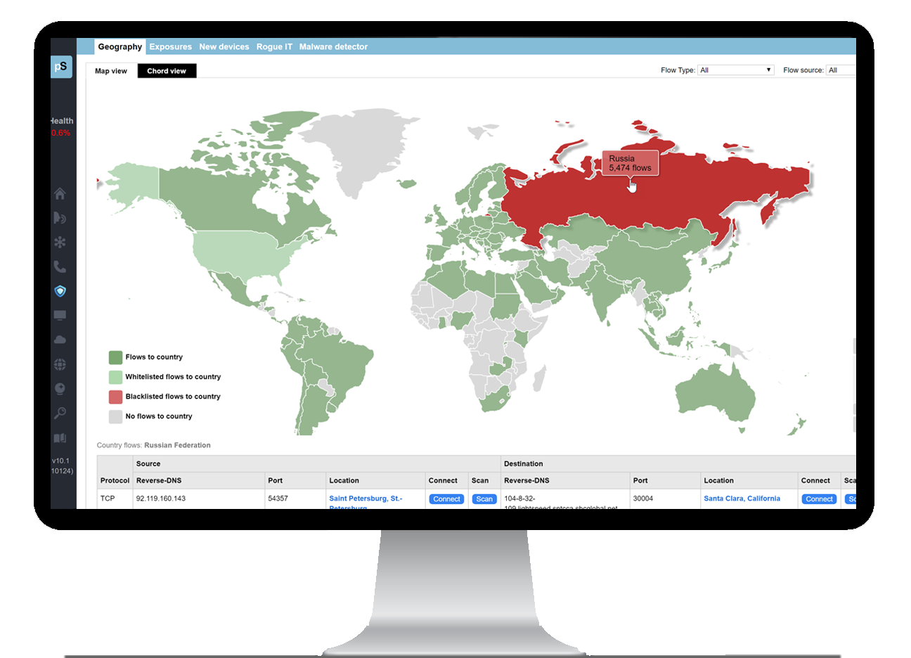 art-monitor with geographic risk assessment map