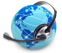 phone headset on a globe