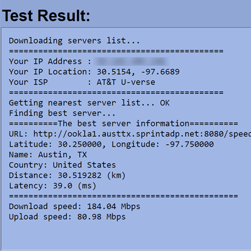 Remote  ISP Speed Test