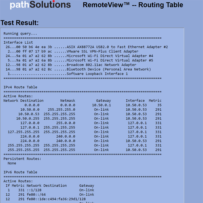 Remote Routing Table